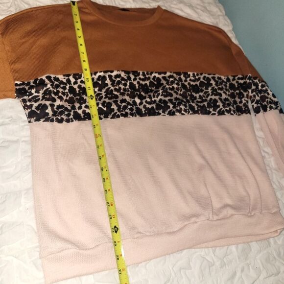 New Shein Leopard Color Block Blouse 2X - Picture 7 of 8